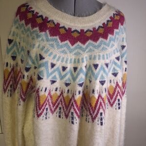 Time and Tru Women's Sweater with Multicolor Pattern